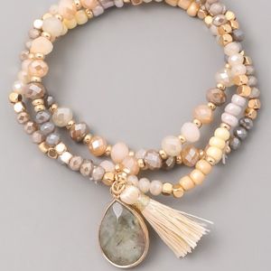 Beaded Bracelets with Tassel and Pendant